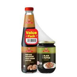 Woh Hup Shiitake Mushroom Oyster Flavoured Sauce 500g + Woh Hup Black Pepper Sauce 340g