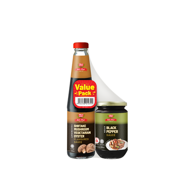 Woh Hup Shiitake Mushroom Oyster Flavoured Sauce 500g + Woh Hup Black Pepper Sauce 340g